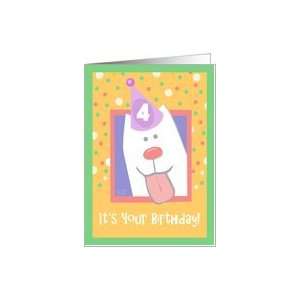  4th Birthday, Happy Dog, Party Hat Card: Toys & Games