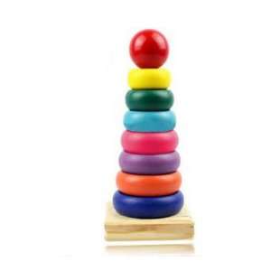 Educational Wooden Toys/rainbow Pagoda/folding High / 8 Floors Rings 