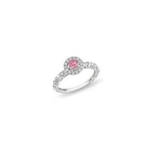 ZALES Enhanced Pink and White Diamond Frame Filigree Engagement Ring 