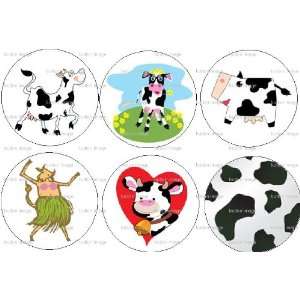   of 6 COWS Pinback Buttons 1.25 Cow Love Cattle Moo 