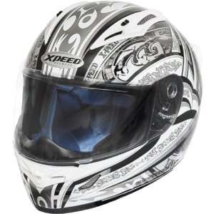 Xpeed Euphoria XF705 Street Racing Motorcycle Helmet   Silver/Black 