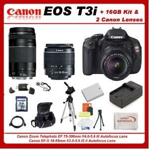  + Canon EF 75 300mm III Lens, Also Includes 16GB SDHC Memory Card 