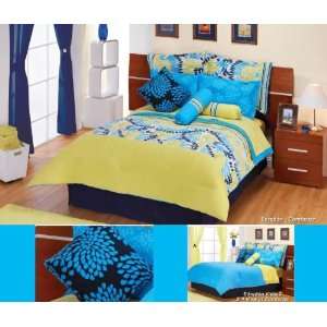  Green Blue Comforter Sheets Bedding Set Full 11 Pcs: Home 