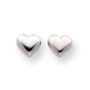    14k Solid White Gold Heart Love Button Post Earrings: Jewelry