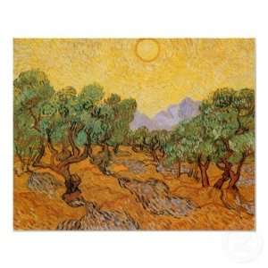  Olive Trees w Yellow Sky, Sun by Vincent van Gogh Poster 