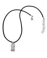 Breil Mens Necklace, Black Leather and Stainless Steel Pendant