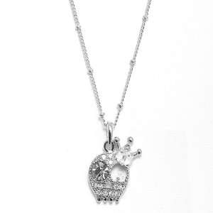 High Gloss Silver Plated Alexander Mcqueen Style Mini Fuzzy Skull with 