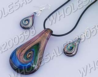 Lots 6sets lampwork glass pendant necklaces+earrings  