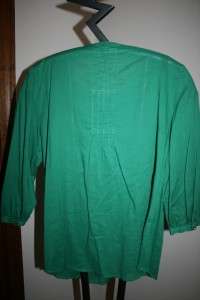 NEW PREMISE CLOTHING IMELDA TOP PEASANT VOILE BLOUSE KELLY GREEN $225 