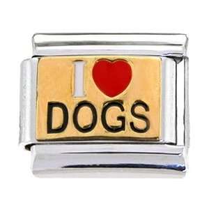  Gold I Love Dogs Italian Charm: Jewelry