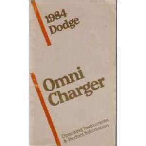  1984 DODGE OMNI CHARGER Owners Manual User Guide 