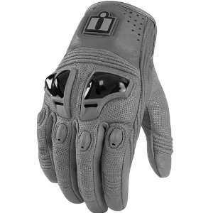  ICON JUSTICE LEATHER GLOVES (SMALL) (GREY): Automotive