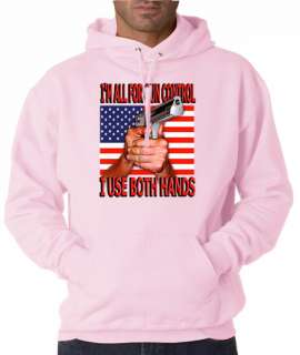 Gun Control Use Both Hands Funny 50/50 Pullover Hoodie  