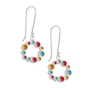   : DA Metals  Turquoise, Orange, and Red Circle Drop Earrings: Jewelry