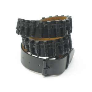    Small 30in   32in Black Bullet Genuine Leather Belt: Toys & Games