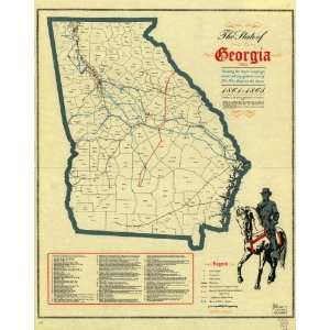  Civil War Map The State of Georgia, showing the major 