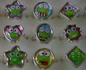 12x Party Rings Keroppi Frog, smiley face gift bag toy  