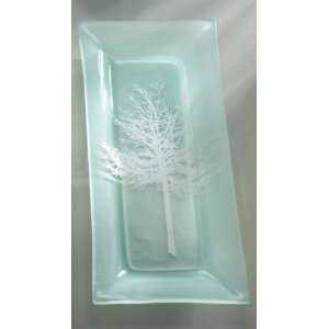  Nature Series Tree rectangular tray Handmade glass 13 1/2 