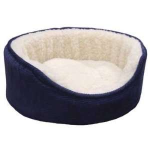  Furhaven Sherpa Corduroy Oval Pet Bed Blue   Small Pet 