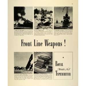  1942 Ad Royal Typewriter Front Line Weapons WWII Battleships 