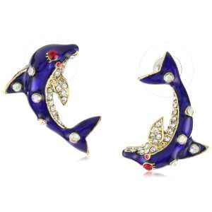 Betsey Johnson Mermaids Tale Navy Dolphin Stud Earrings