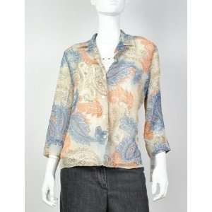    NEW ALFRED DUNNER WOMENS BUTTON DOWN 3/4 MULTI TOP 8 Beauty