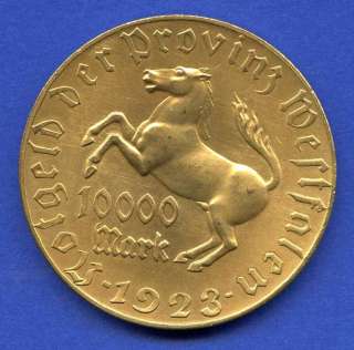 WESHPHALEN 10000 MARK 1923 AU very large coin #320  