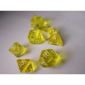  Chessex RPG Dice Sets: Yellow/White Translucent Polyhedral 