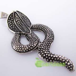   Black Cobra Snake Beads Chain Pendant Necklace King ID3585  