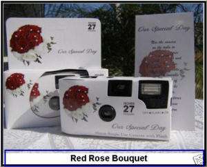 25 red roses DISPOSABLE WEDDING CAMERAS 35mm favors NEW 804879108634 