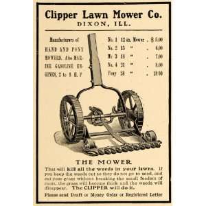  1906 Ad Clipper Lawn Mower Dixon Yard Weeds Illinois 