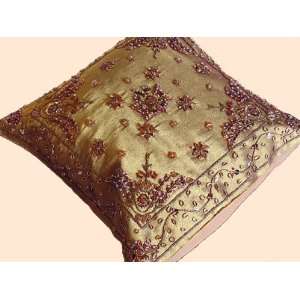  BEADED INDIAN AMBER THROW PILLOW CUSHION CASE COVER