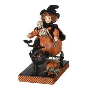   Halloween Whimsies Witch in Pumpkin Cart Decoration