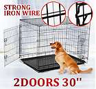 30 2 Doors Large Folding Pet Dog Crate Cage Kennel With Strong Wire