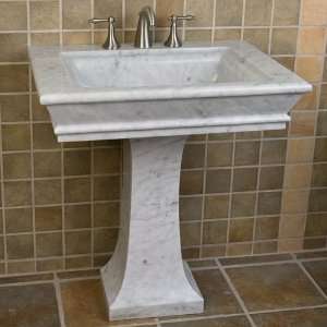    30 Polished Carrara Marble Pedestal Sink