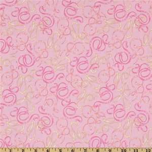  44 Wide Bella Ballerina Ribbons Pink Fabric By The Yard 