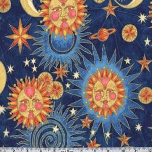  45 Wide Golden Luna Royal Blue Fabric By The Yard Arts 