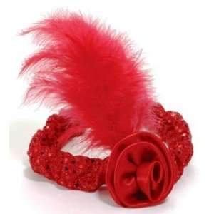  Red Flapper Headband with Rose 