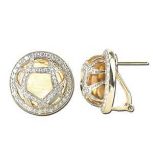   Citrine Diamond Earrings Diamond quality AA (I1 I2 clarity, G I color