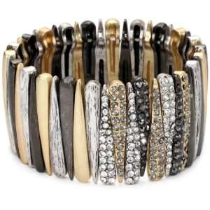    RAIN Mixed Metal Stretch Crystals Design Cuff Bracelet: Jewelry