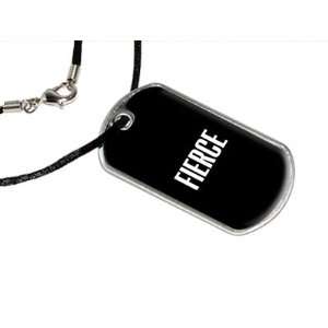  Fierce   Military Dog Tag Black Satin Cord Necklace 