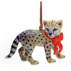  Cheetah Cub w RED BOW MINIATURE New Christmas Ornament 