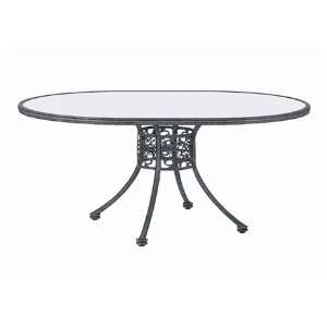   42 x 84 Oval Glass Patio Dining Table Beech: Patio, Lawn & Garden