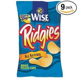 Wise Ridgies All Natural Ridged Potato Chips, 18.0 Oz Bags (Pack of 9 