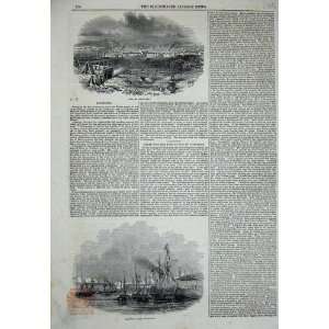   Antique Print View Liverpool Clarence Dock Ships Boats