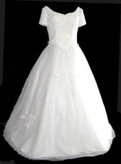 New Tulle Short Sleeves Wedding Gown Dress size 4 28  