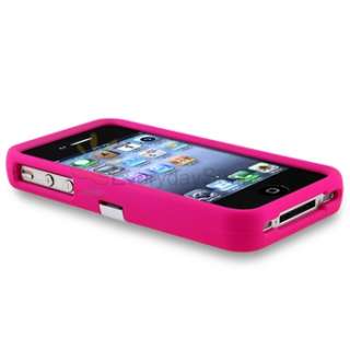   Pink SNAP ON HARD CASE COVER W/CHROME STAND FOR iPhone 4 4TH G 4S 4GS