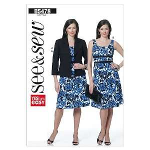  Butterick Patterns B5478 Misses Jacket and Dress, Size A 