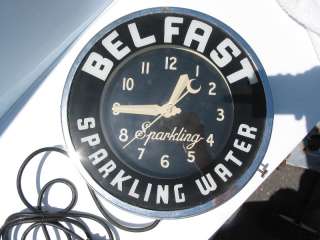 Old Belfast Sparlking Water Soda Glo Dial Store Light Up Clock Sign NO 
