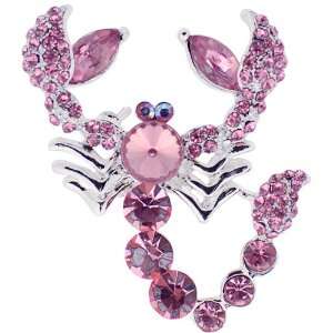  Austrian Crystal Pink Scorpion Rose Pin Brooch: Jewelry